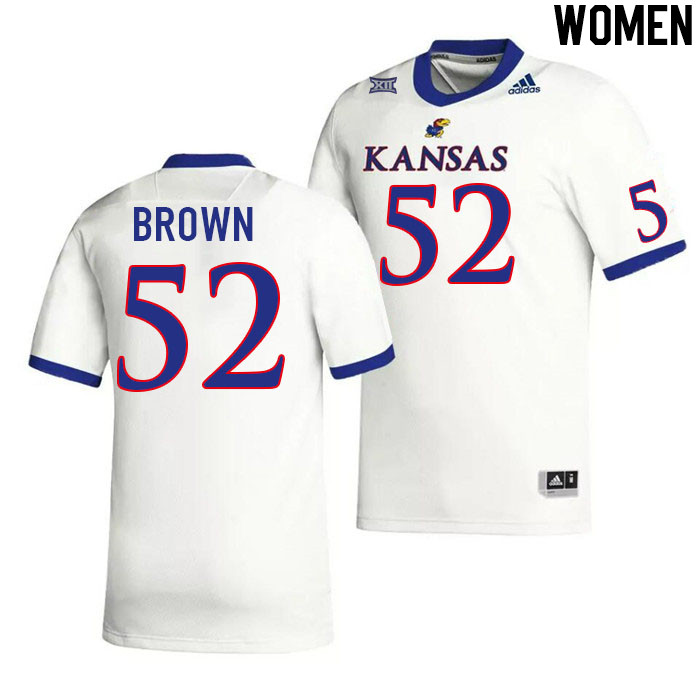 Women #52 Logan Brown Kansas Jayhawks College Football Jerseys Stitched Sale-White